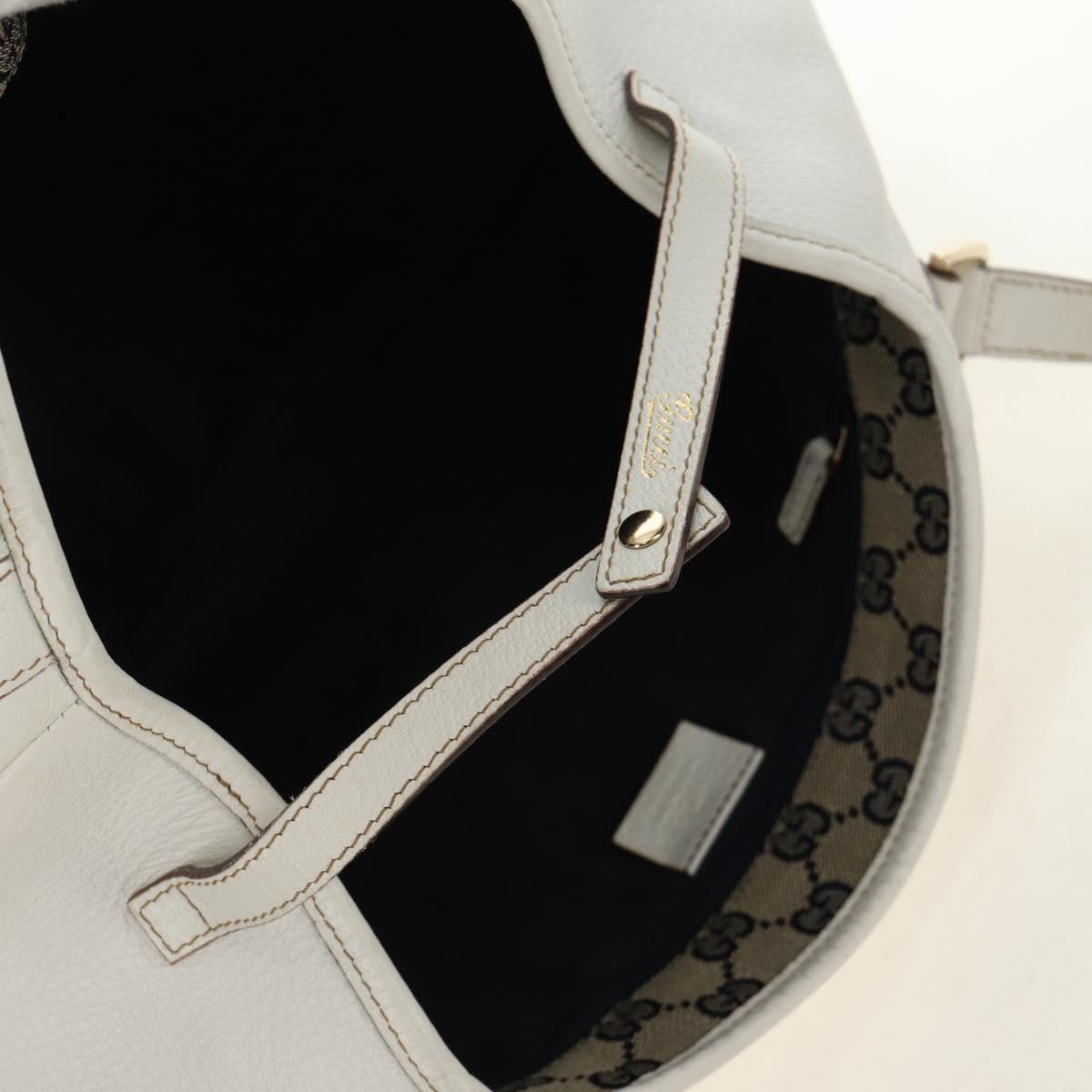 GUCCI Abbey Tote Bag Leather White Gold 130736 Auth 191308V