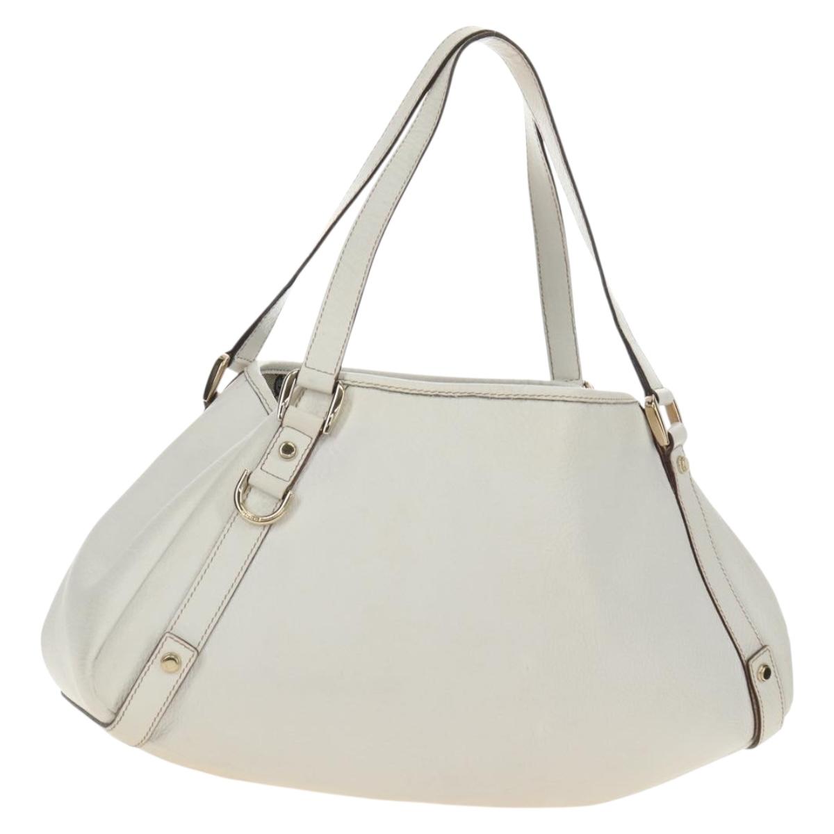 GUCCI Abbey Tote Bag Leather White Gold 130736 Auth 191308V