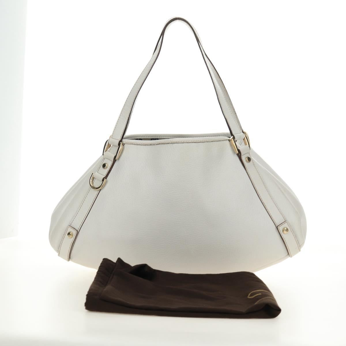GUCCI Abbey Tote Bag Leather White Gold 130736 Auth 191308V