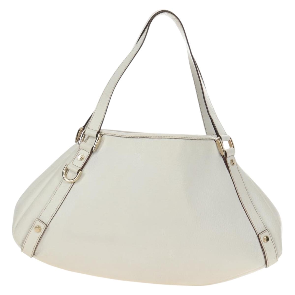 GUCCI Abbey Tote Bag Leather White Gold 130736 Auth 191308V