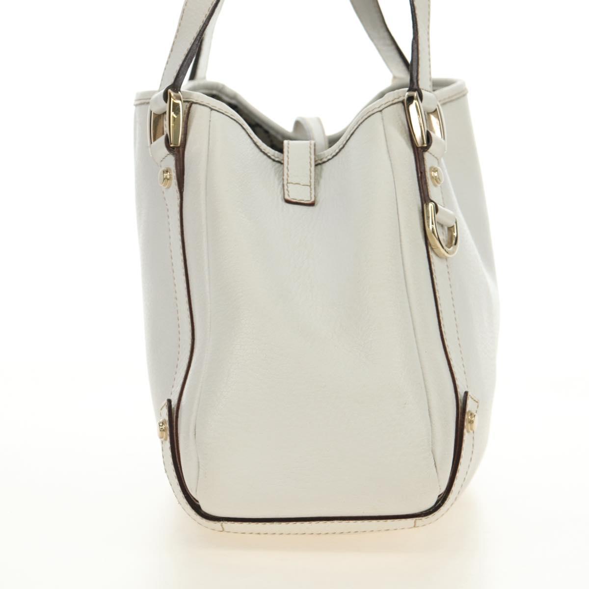 GUCCI Abbey Tote Bag Leather White Gold 130736 Auth 191308V