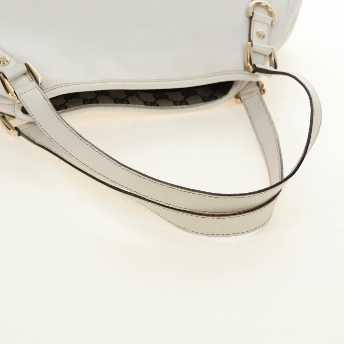 GUCCI Abbey Tote Bag Leather White Gold 130736 Auth 191308V
