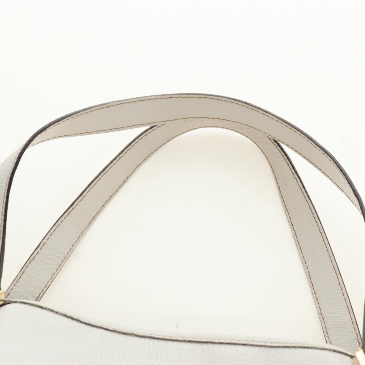 GUCCI Abbey Tote Bag Leather White Gold 130736 Auth 191308V