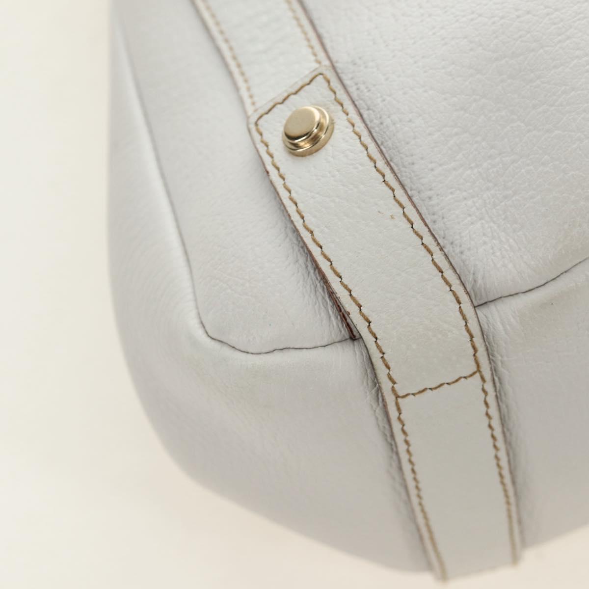 GUCCI Abbey Tote Bag Leather White Gold 130736 Auth 191308V
