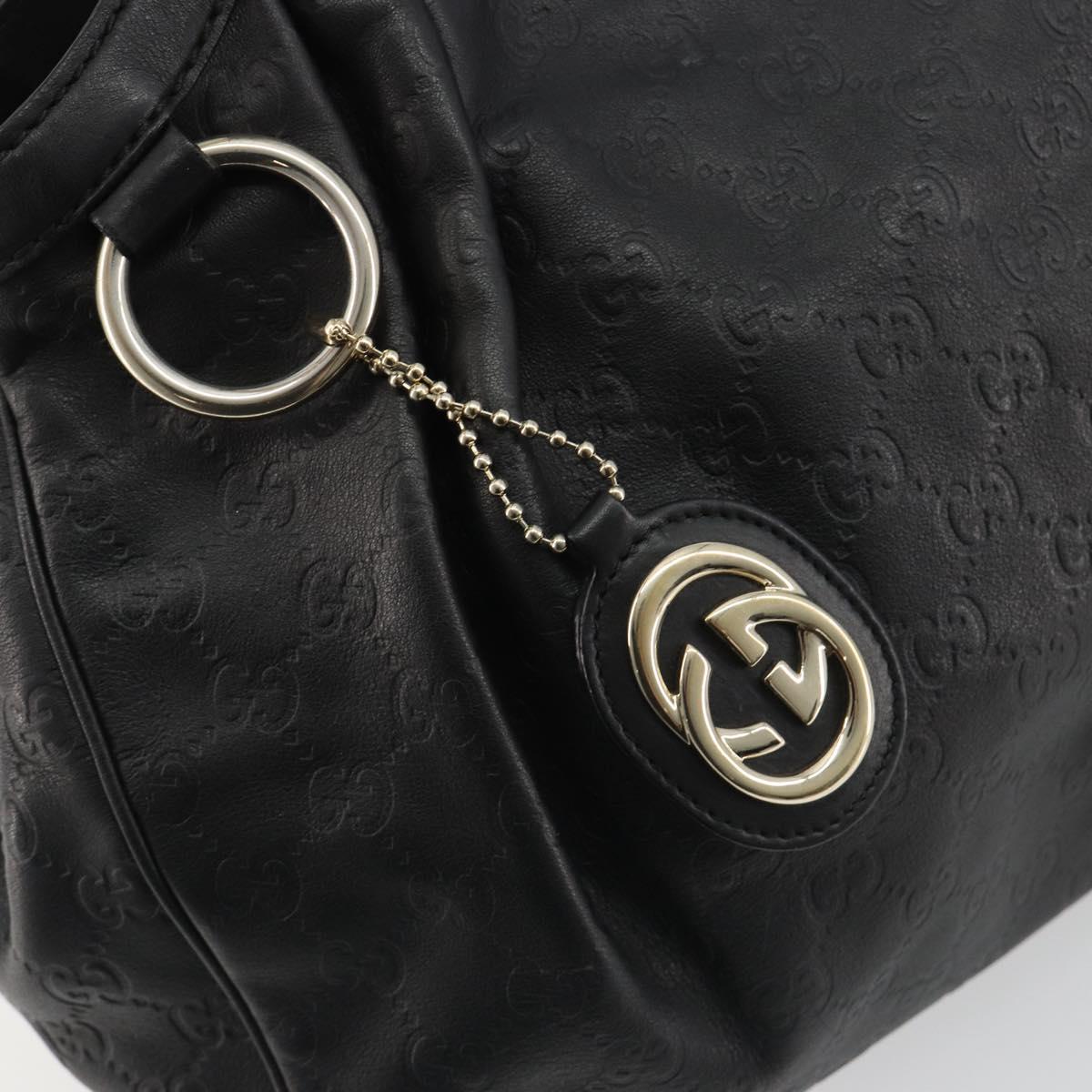 GUCCI GG Canvas Guccissima Sukey Bag Leather Black Gold 211944 Auth 191310A