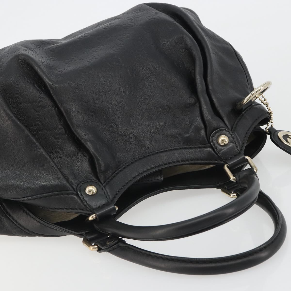 GUCCI GG Canvas Guccissima Sukey Bag Leather Black Gold 211944 Auth 191310A