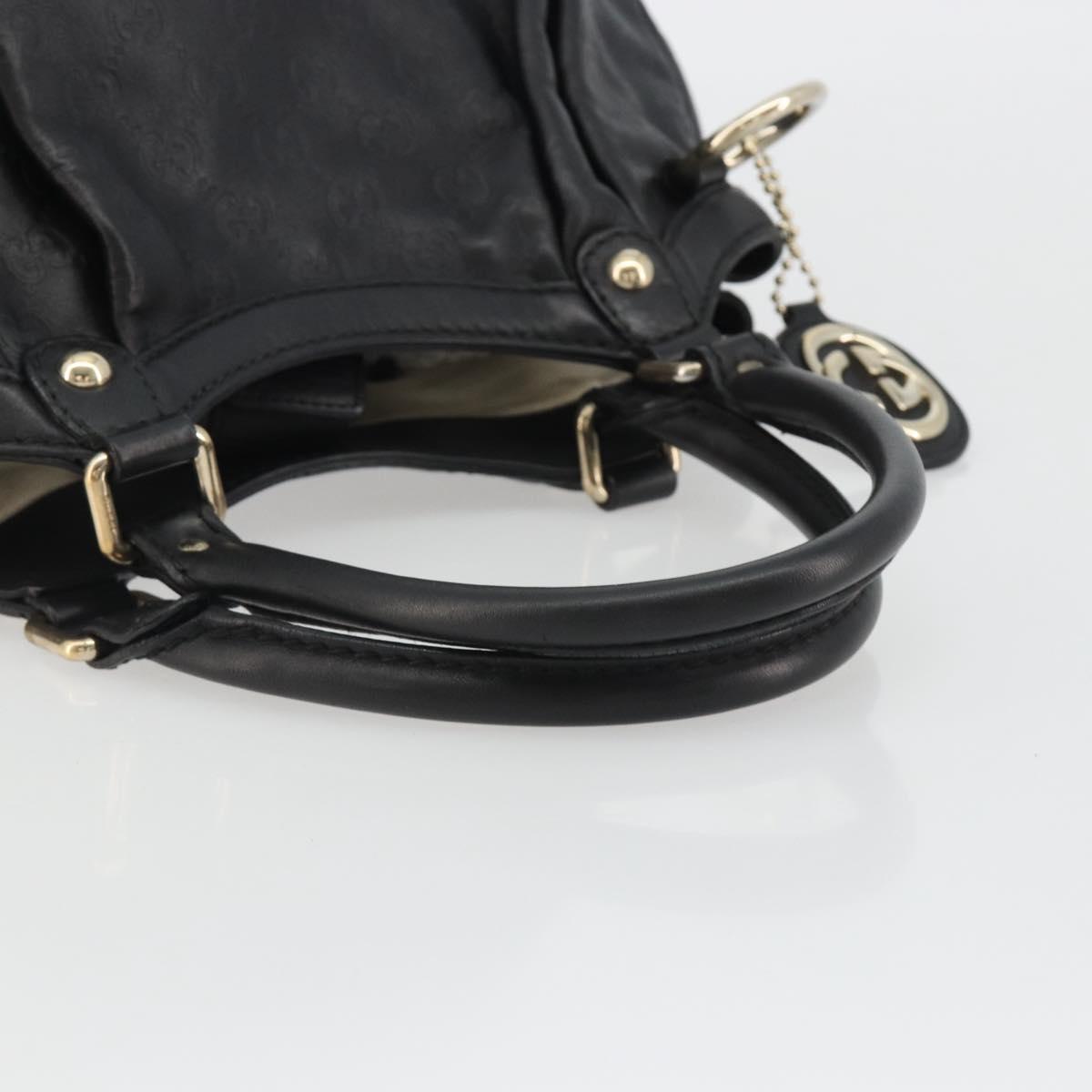 GUCCI GG Canvas Guccissima Sukey Bag Leather Black Gold 211944 Auth 191310A
