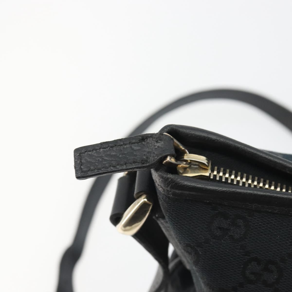 GUCCI GG Canvas Abbey Shoulder Bag Black Gold 131326 Auth 191311A