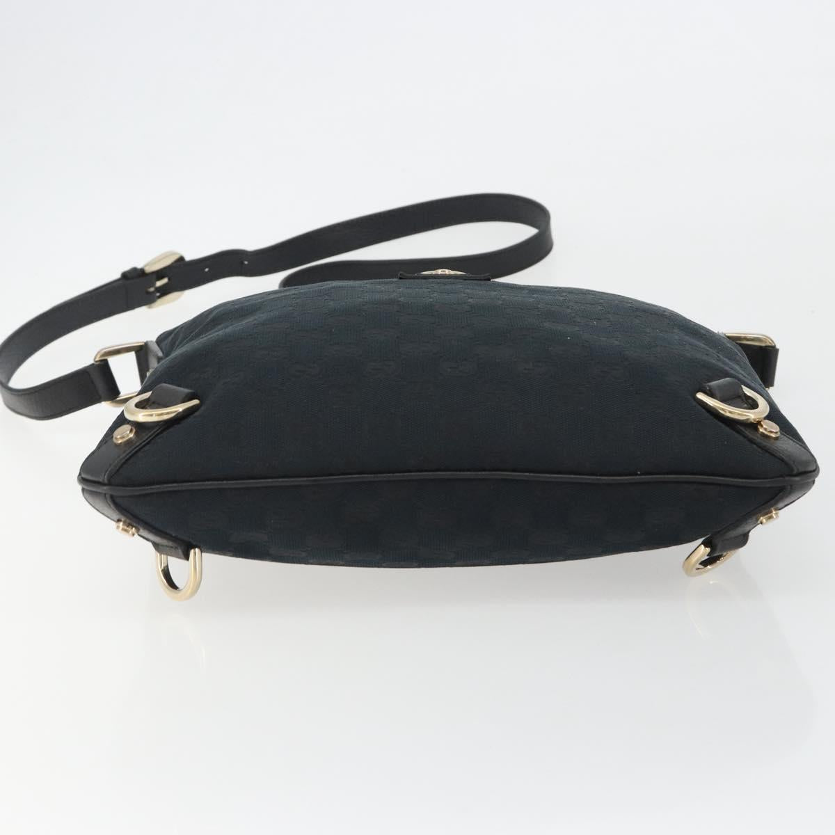 GUCCI GG Canvas Abbey Shoulder Bag Black Gold 131326 Auth 191311A