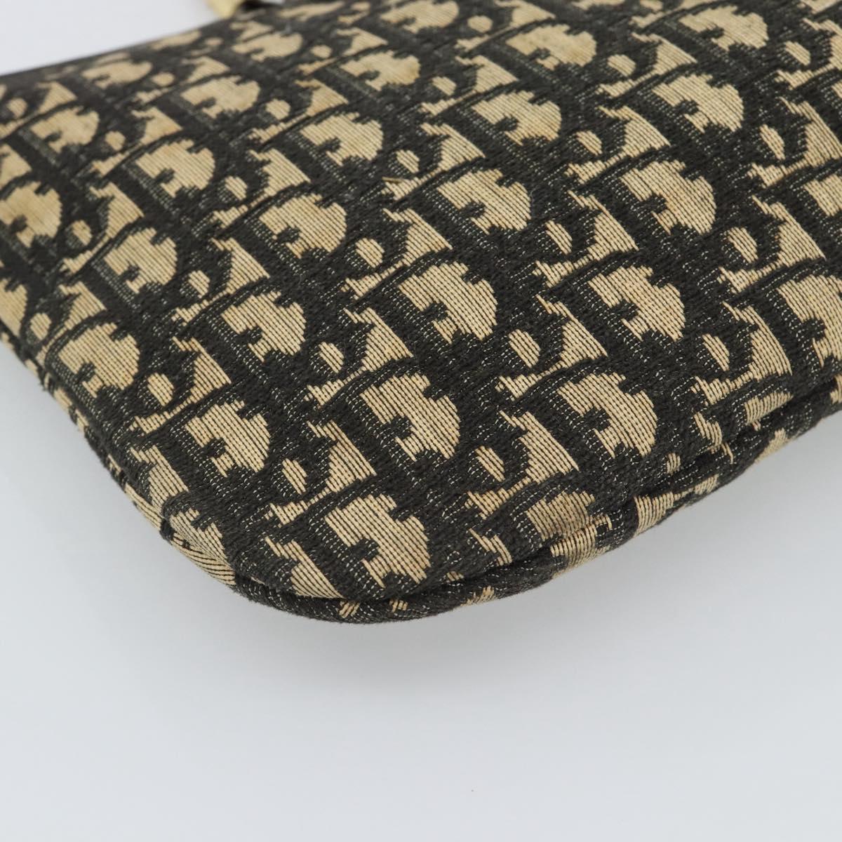 Christian Dior Trotter Canvas Hand Bag Navy Gold Auth 191312