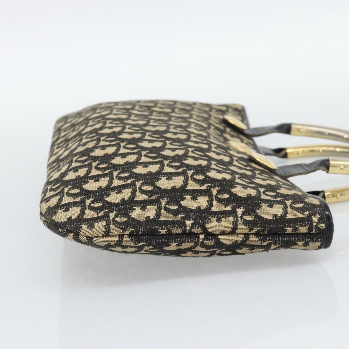 Christian Dior Trotter Canvas Hand Bag Navy Gold Auth 191312