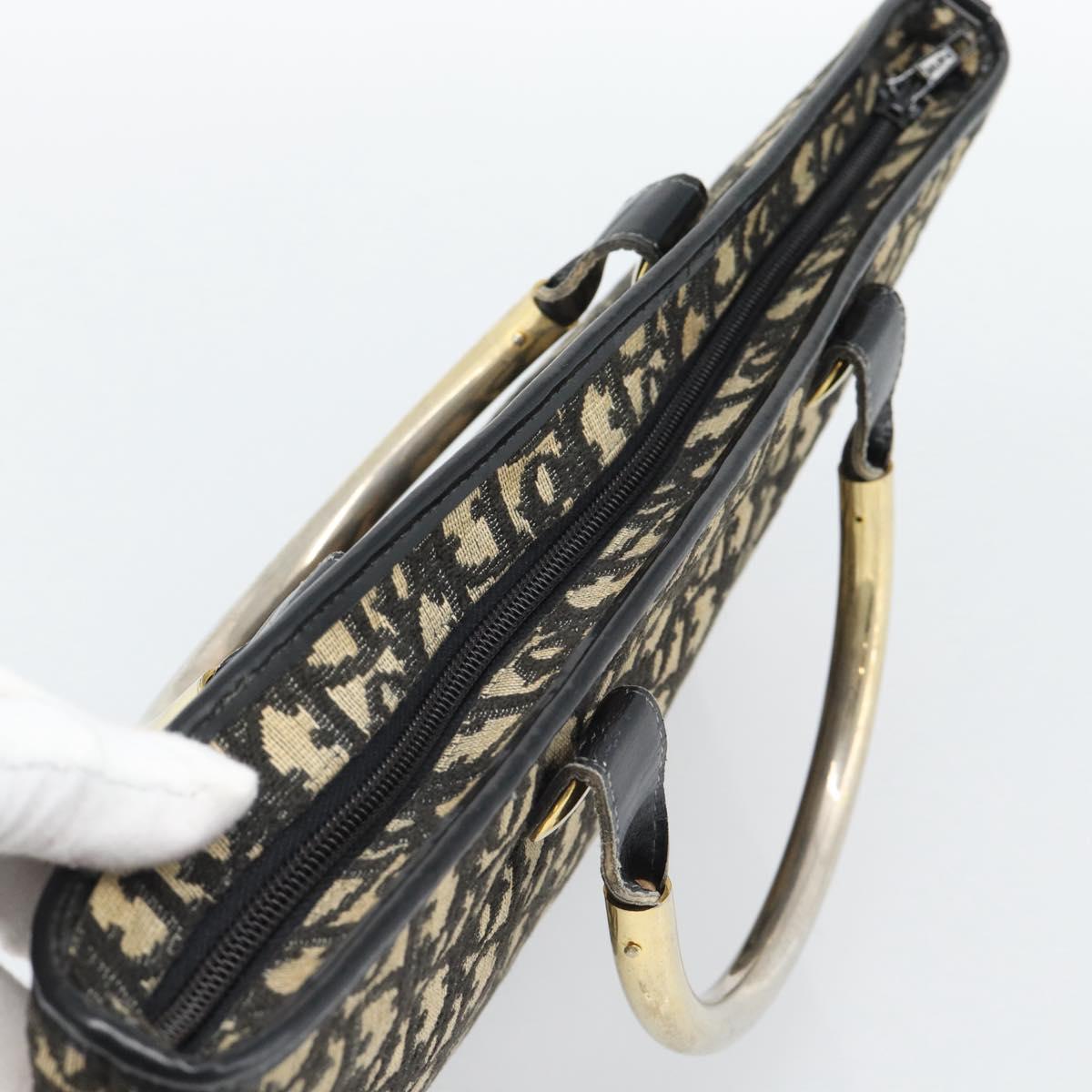 Christian Dior Trotter Canvas Hand Bag Navy Gold Auth 191312