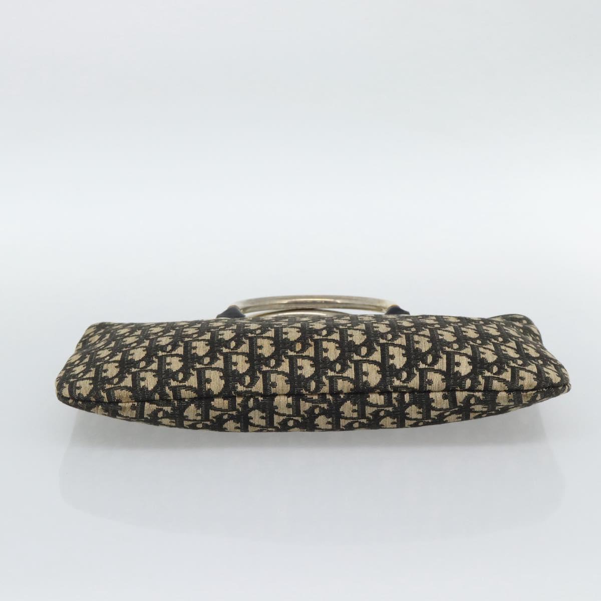 Christian Dior Trotter Canvas Hand Bag Navy Gold Auth 191312