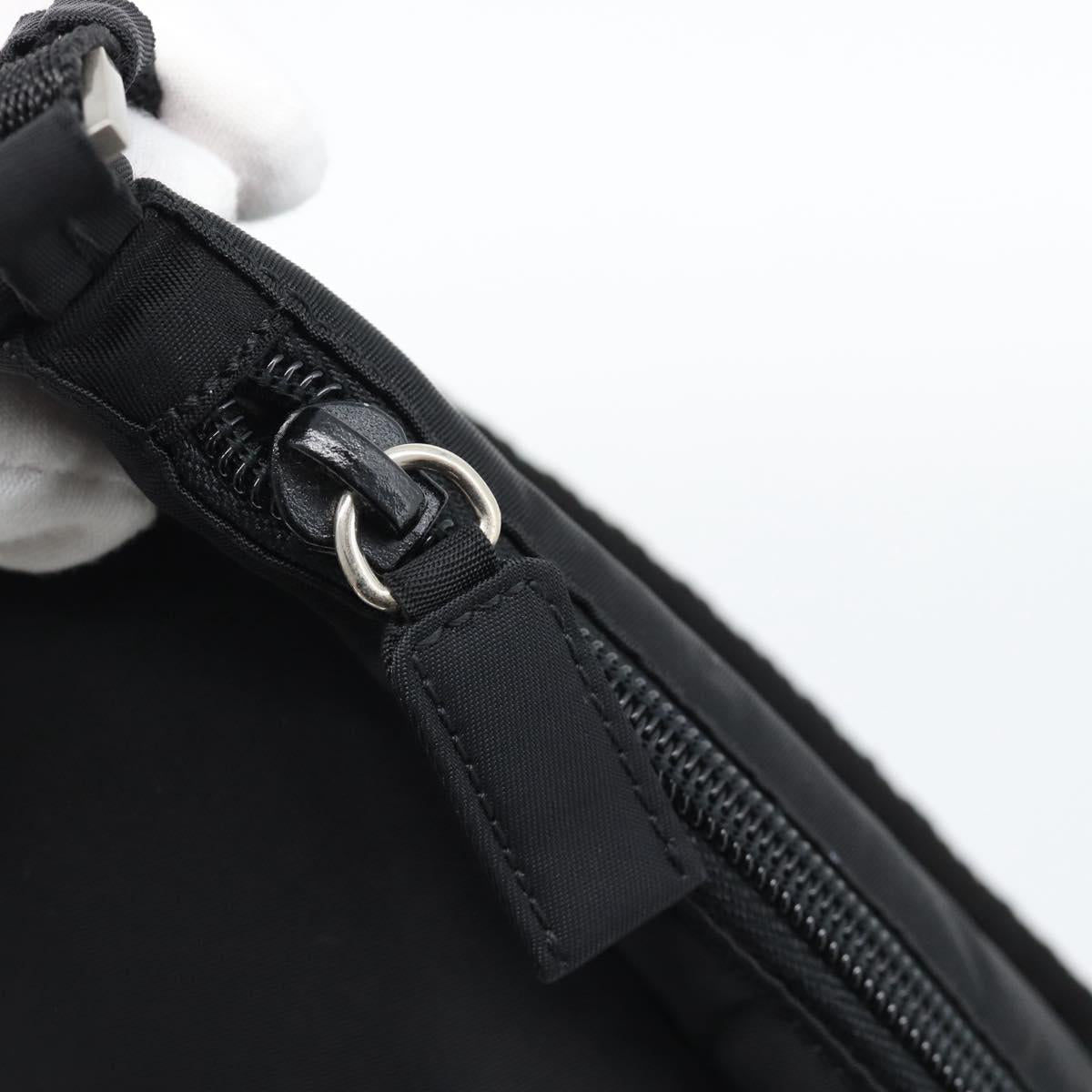 PRADA Accessory Pouch Nylon Black Silver Auth 191315V