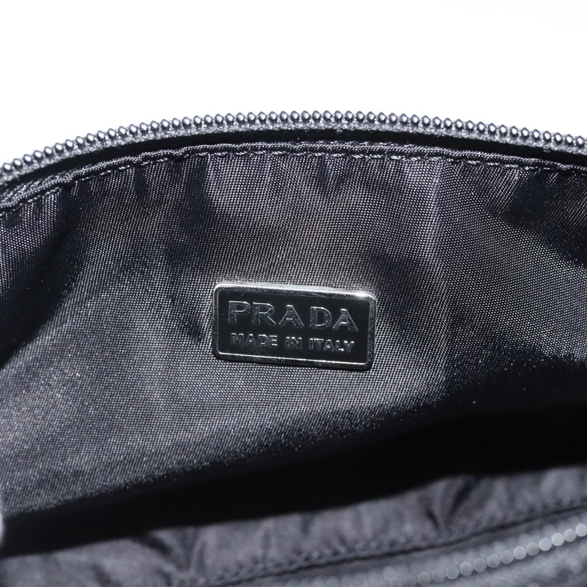PRADA Accessory Pouch Nylon Black Silver Auth 191315V