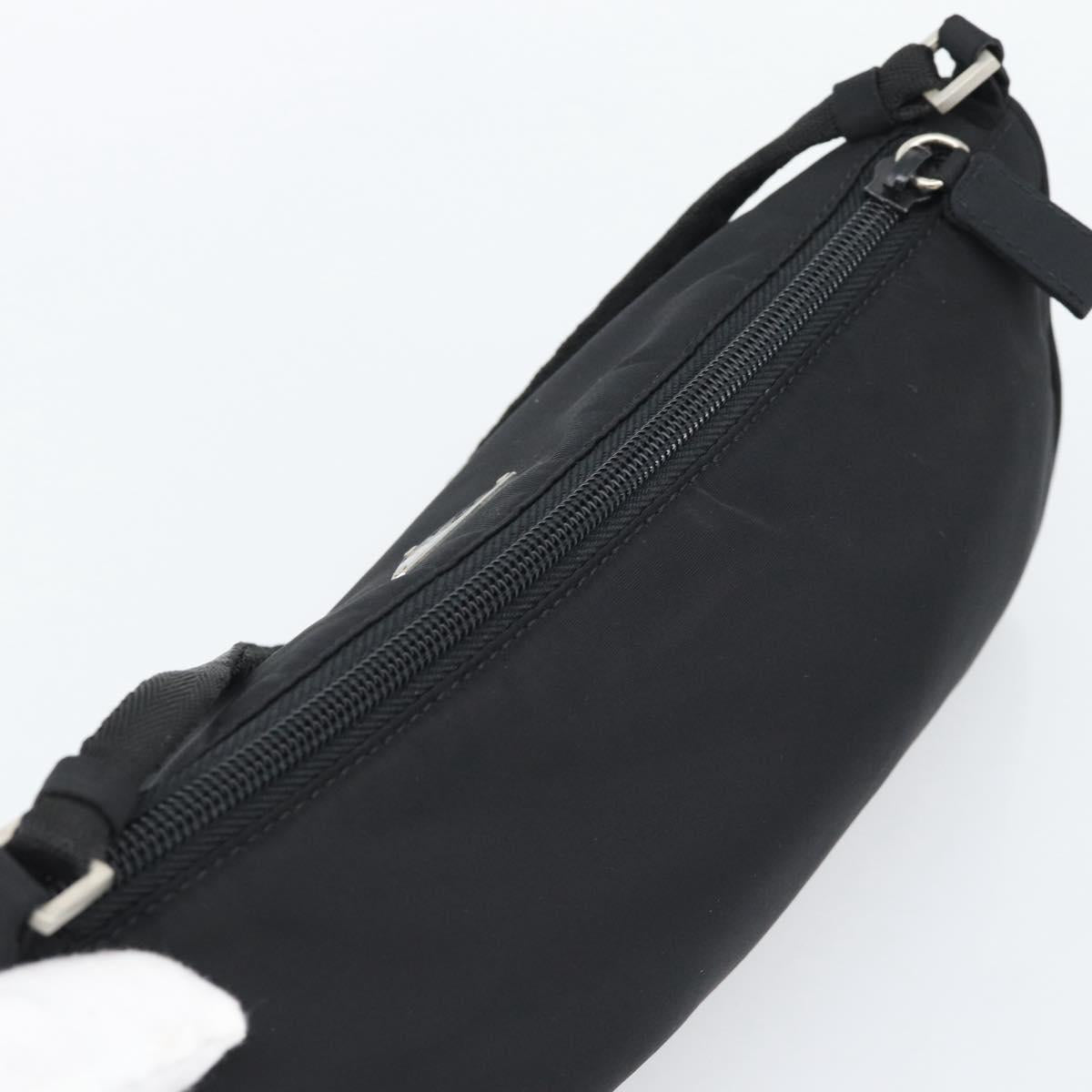 PRADA Accessory Pouch Nylon Black Silver Auth 191315V