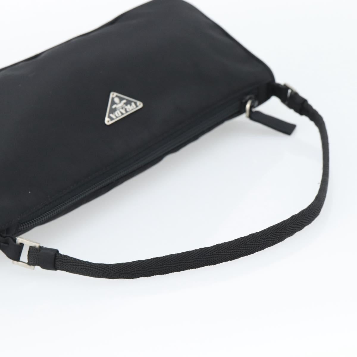 PRADA Accessory Pouch Nylon Black Silver Auth 191315V
