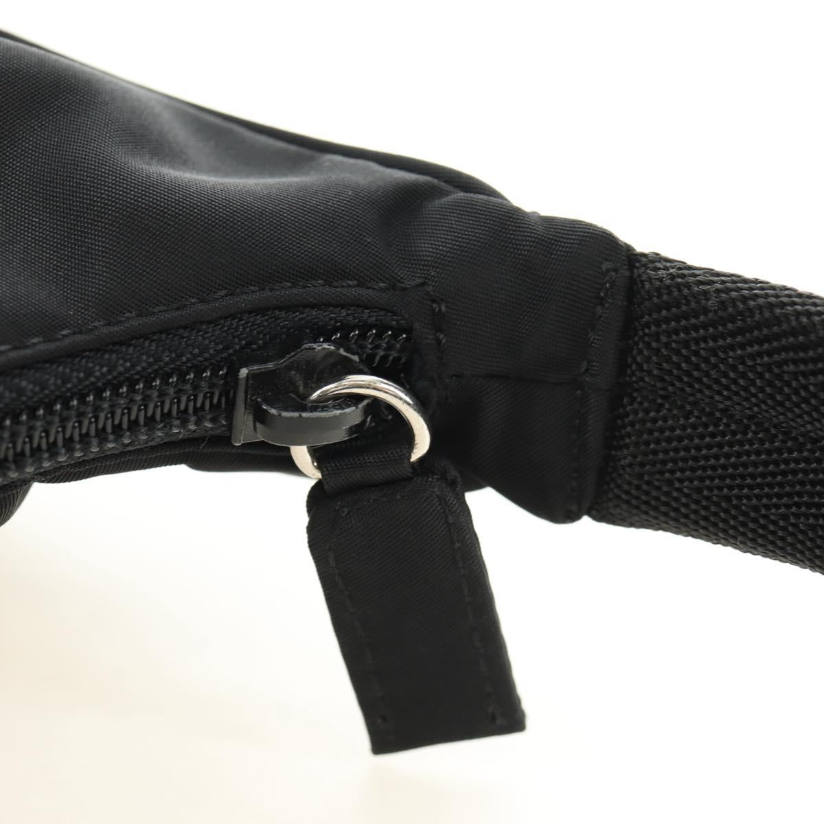 PRADA Hand Pouch Nylon Black Silver Auth 191316V