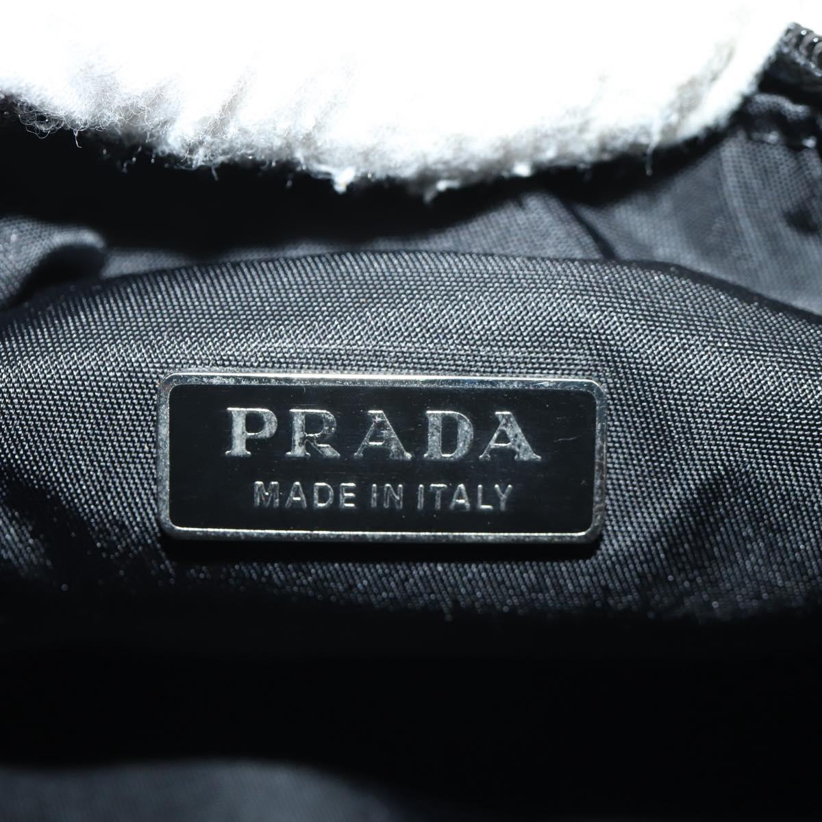 PRADA Hand Pouch Nylon Black Silver Auth 191316V