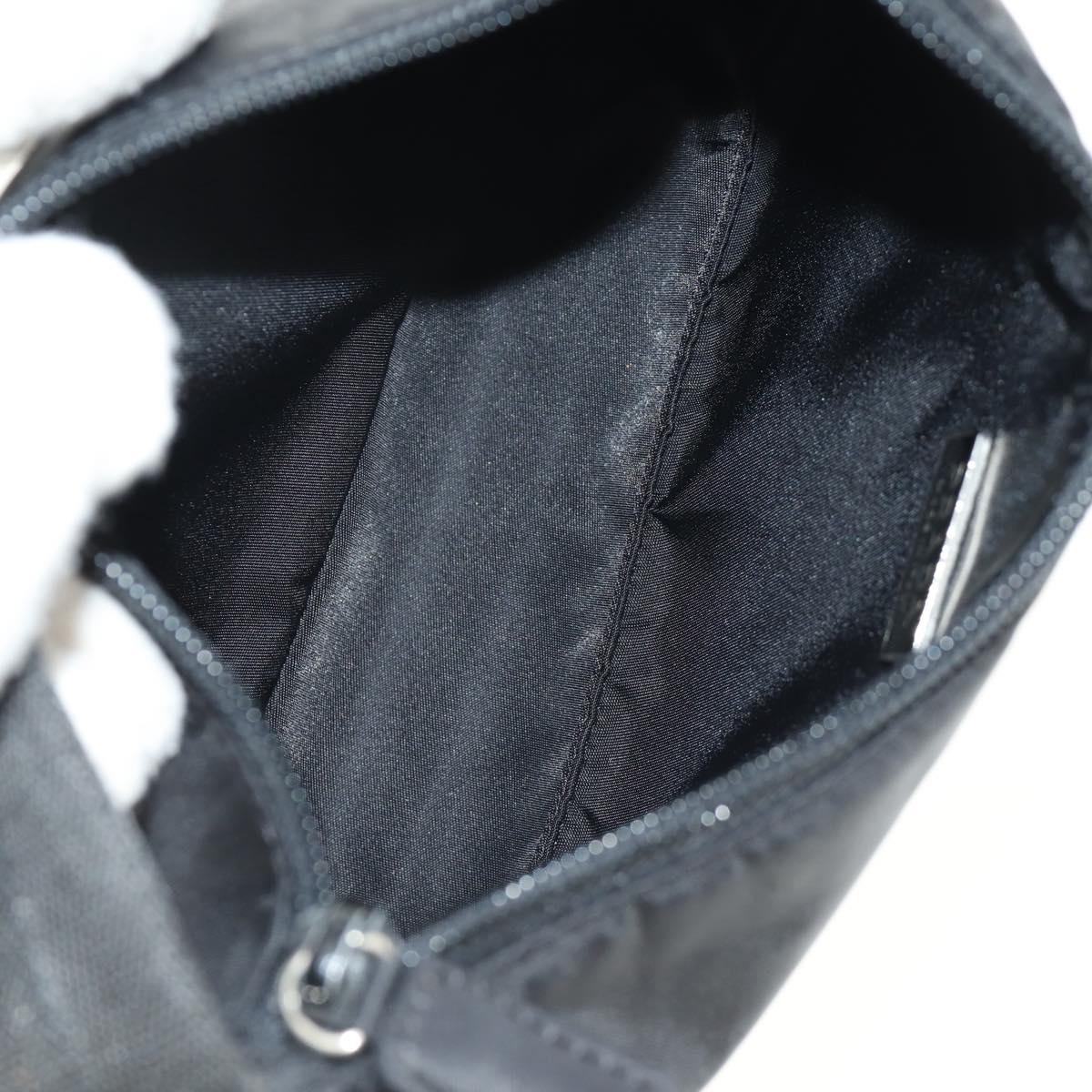 PRADA Hand Pouch Nylon Black Silver Auth 191316V