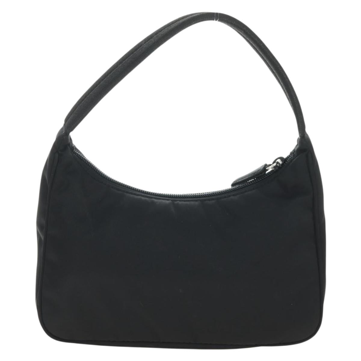 PRADA Hand Pouch Nylon Black Silver Auth 191316V