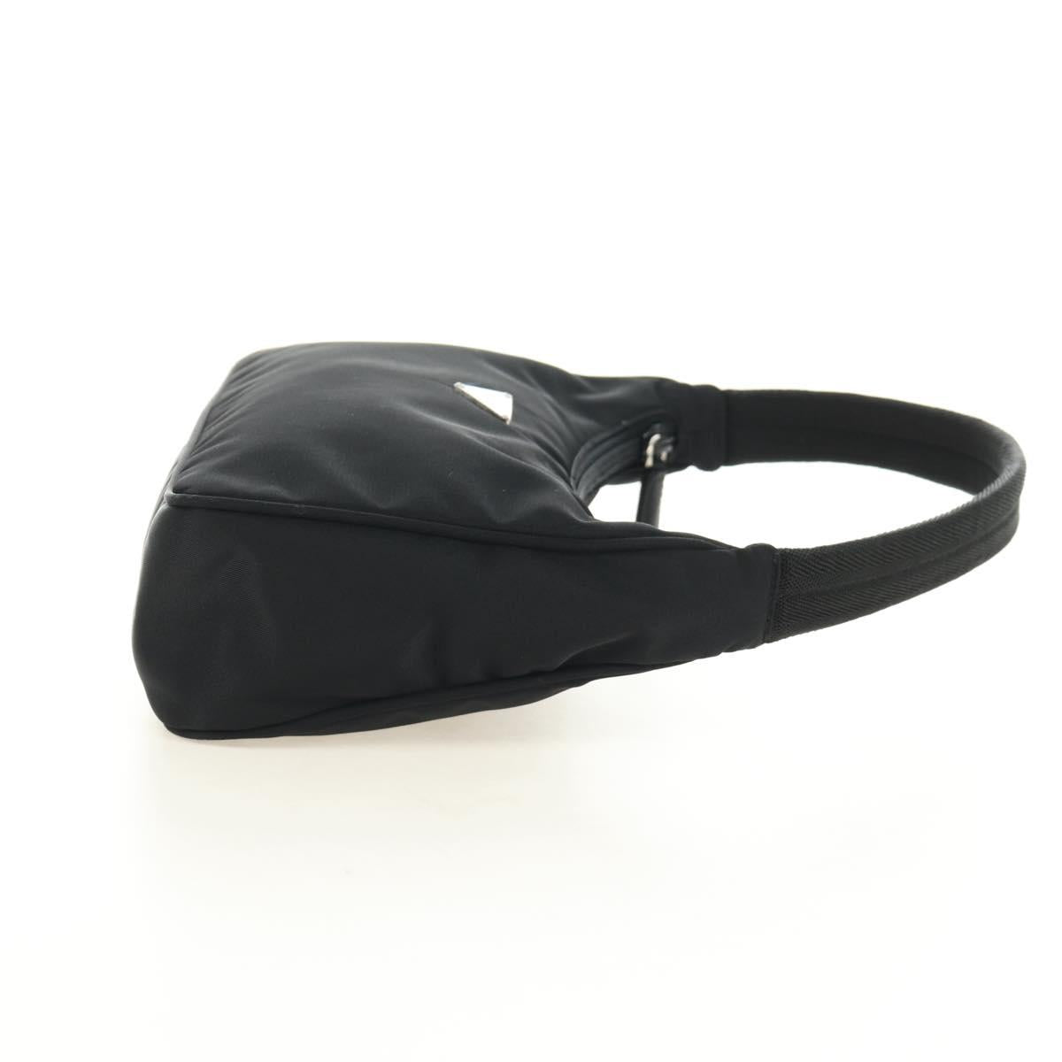 PRADA Hand Pouch Nylon Black Silver Auth 191316V