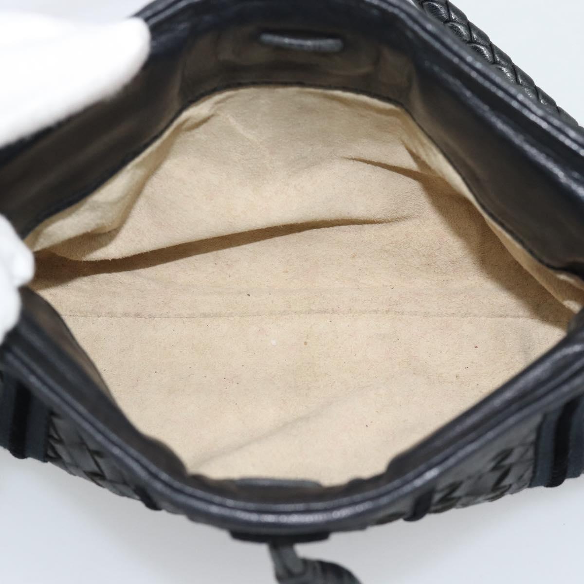 BOTTEGA VENETA INTRECCIATO Hand Bag Leather Black Silver Auth 191317A