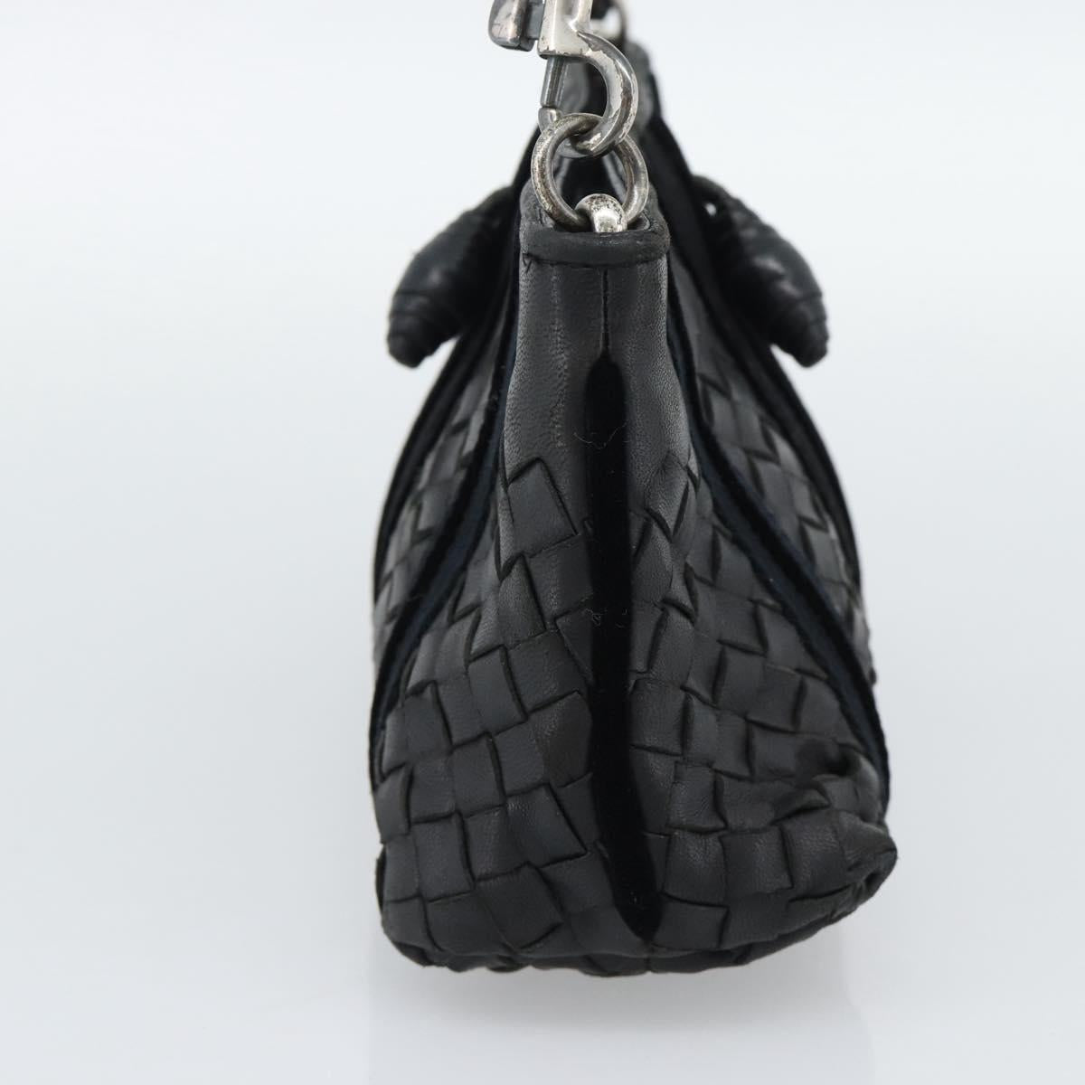 BOTTEGA VENETA INTRECCIATO Hand Bag Leather Black Silver Auth 191317A