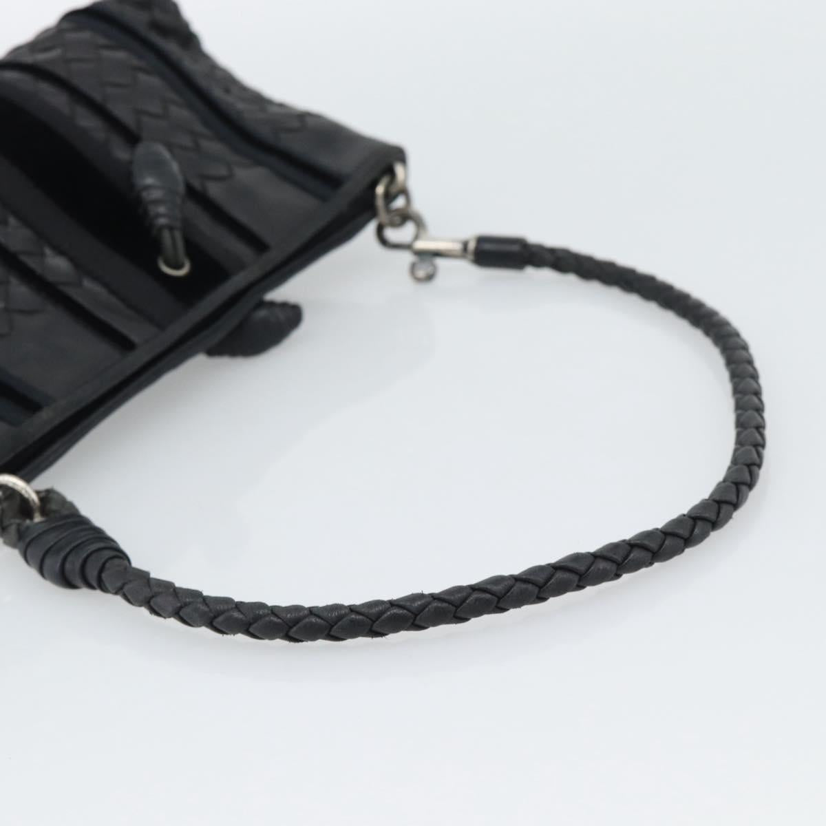 BOTTEGA VENETA INTRECCIATO Hand Bag Leather Black Silver Auth 191317A