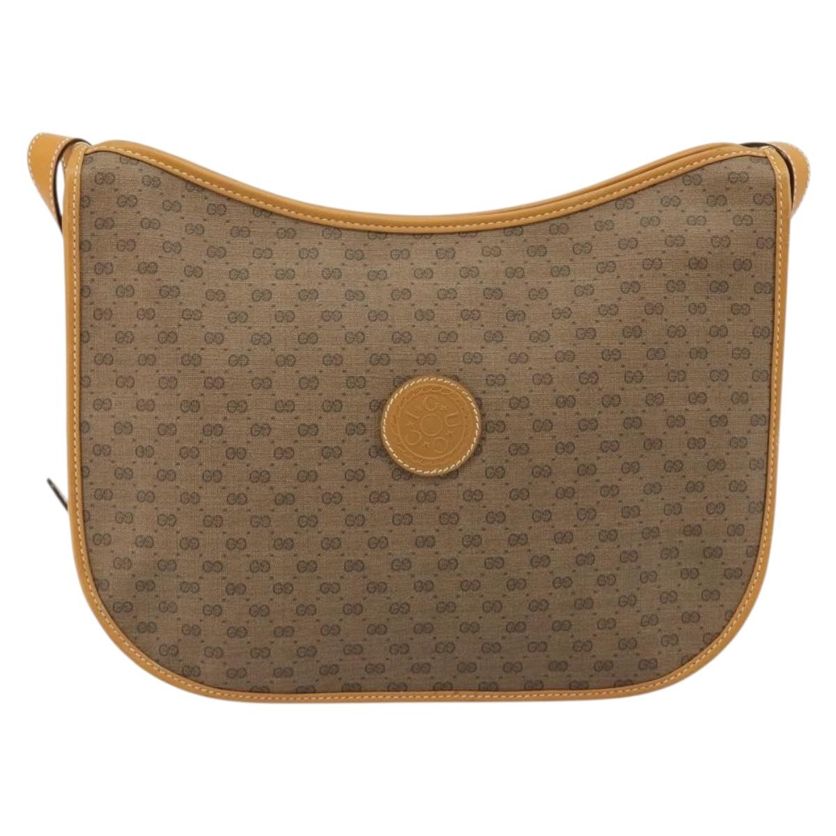 GUCCI Micro GG Supreme Shoulder Bag PVC Beige Gold 001 115 1036 Auth 191318