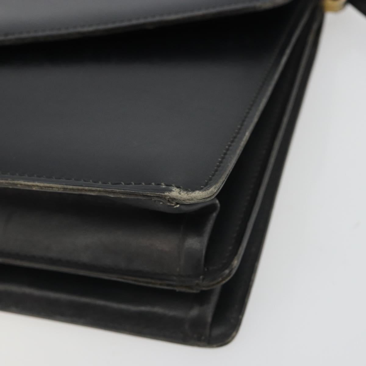 Christian Dior Shoulder Bag Leather Black Gold Auth 191320