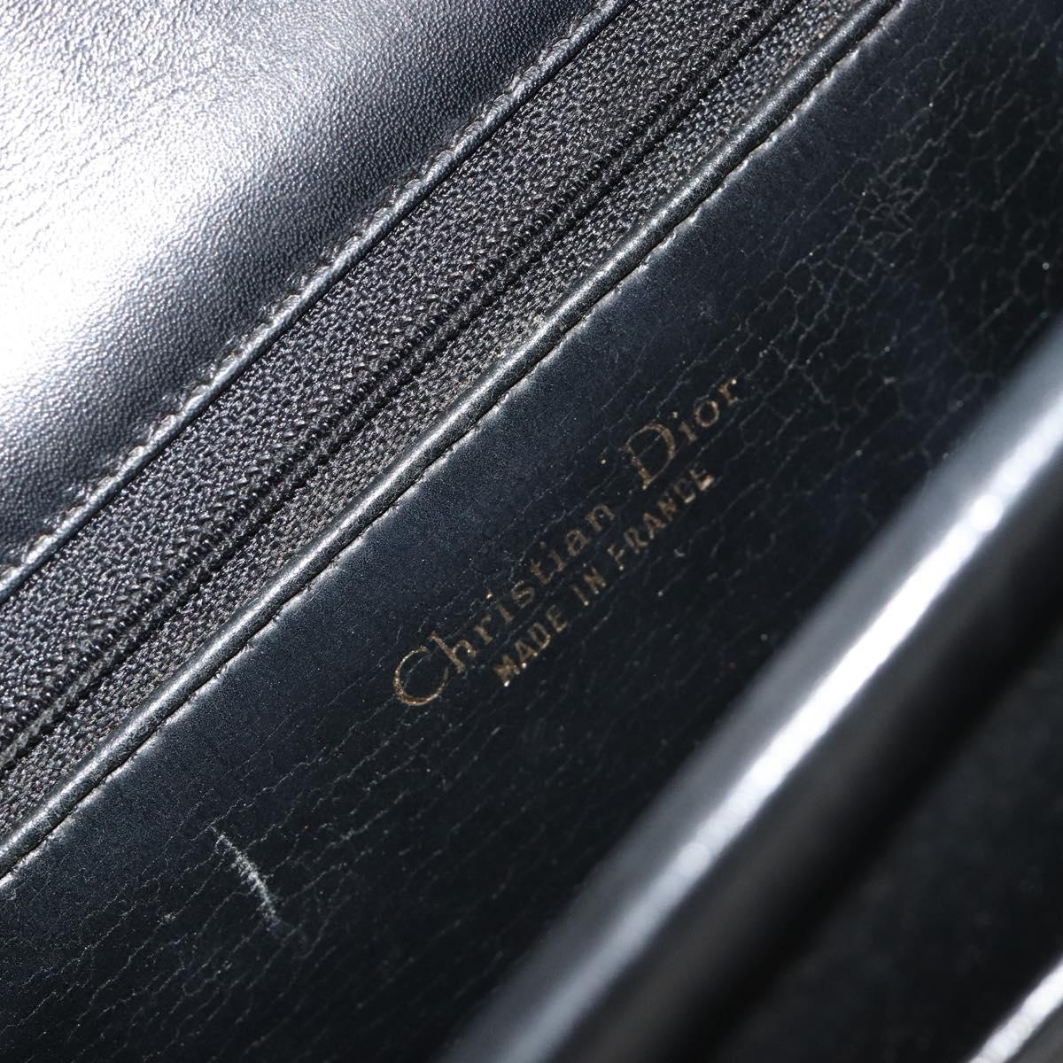 Christian Dior Shoulder Bag Leather Black Gold Auth 191320