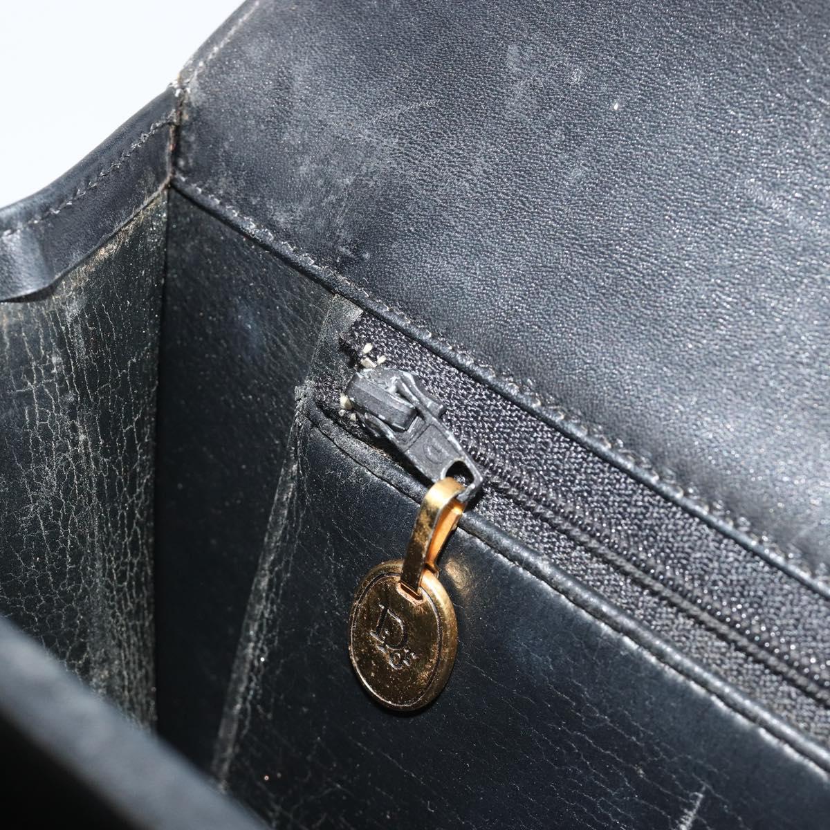 Christian Dior Shoulder Bag Leather Black Gold Auth 191320