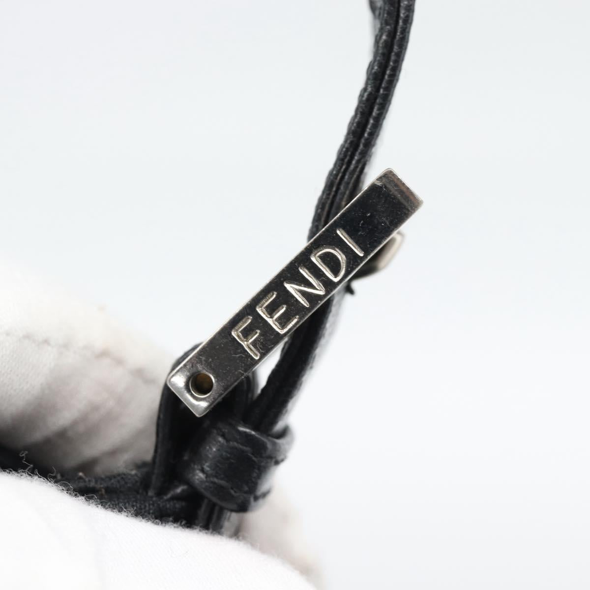 FENDI Mamma Baguette Shoulder Bag Cotton Jersey Black Silver Auth 191327