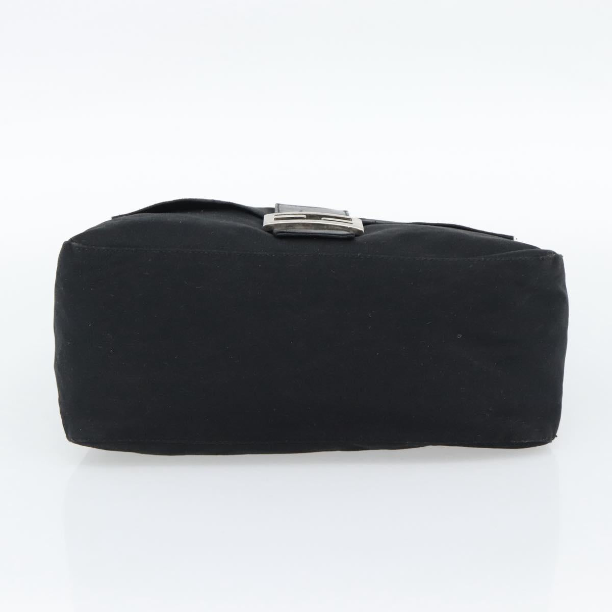 FENDI Mamma Baguette Shoulder Bag Cotton Jersey Black Silver Auth 191327