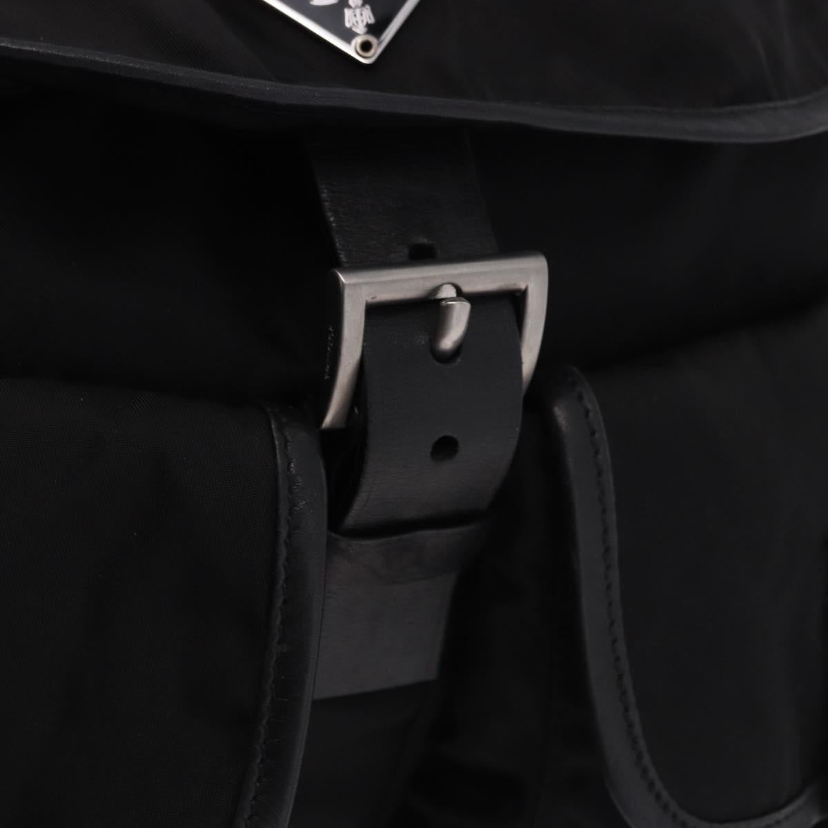 PRADA Backpack Nylon Black Silver Auth 191328V