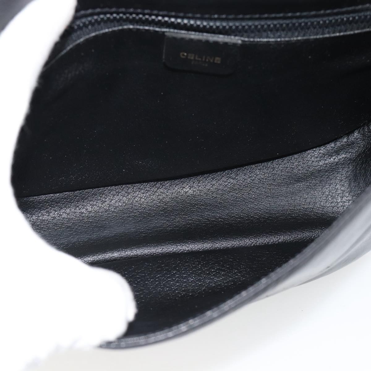 CELINE Shoulder Bag Leather Black Gold Auth 191330