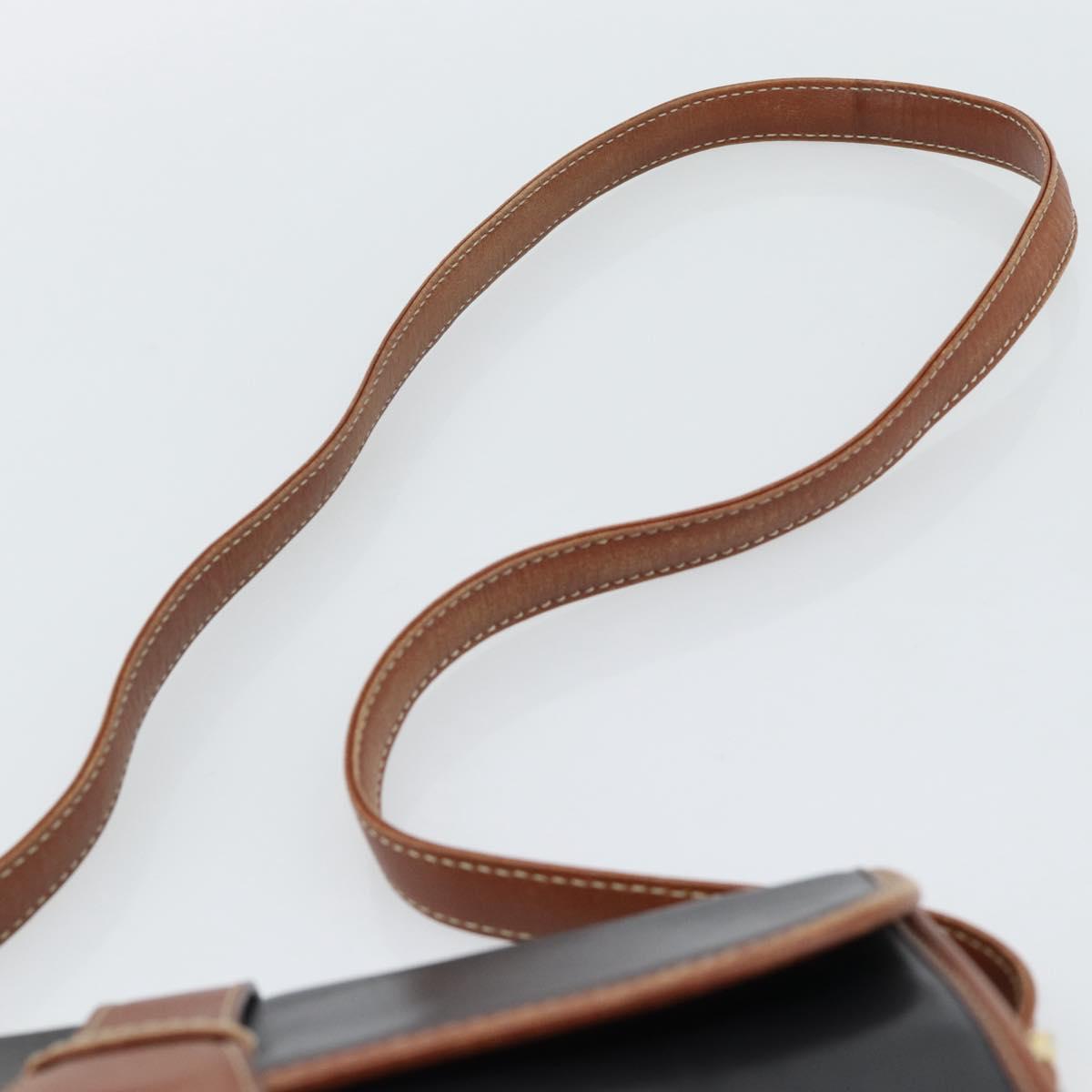 CELINE Shoulder Bag Leather Black Gold Auth 191330