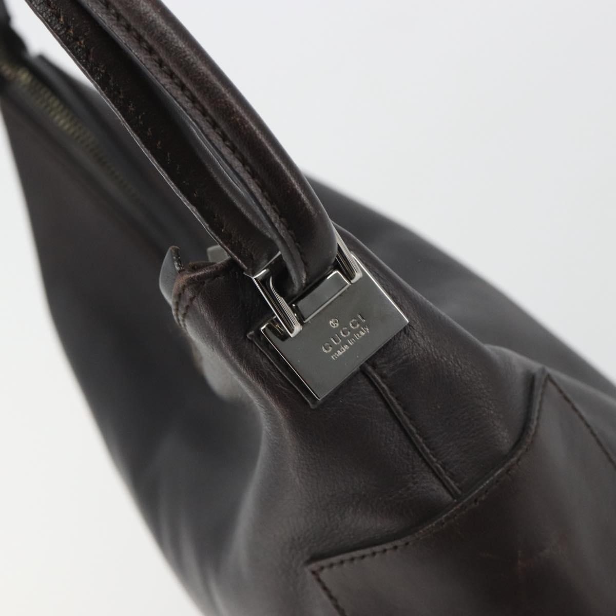 GUCCI Shoulder Bag Leather Brown Silver 001 3766 Auth 191334A