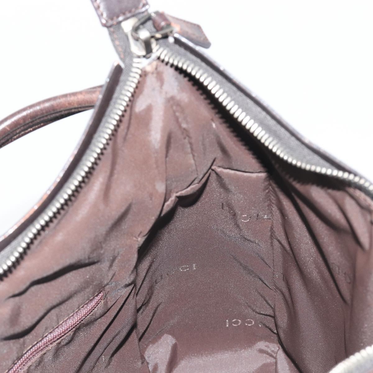 GUCCI Shoulder Bag Leather Brown Silver 001 3766 Auth 191334A