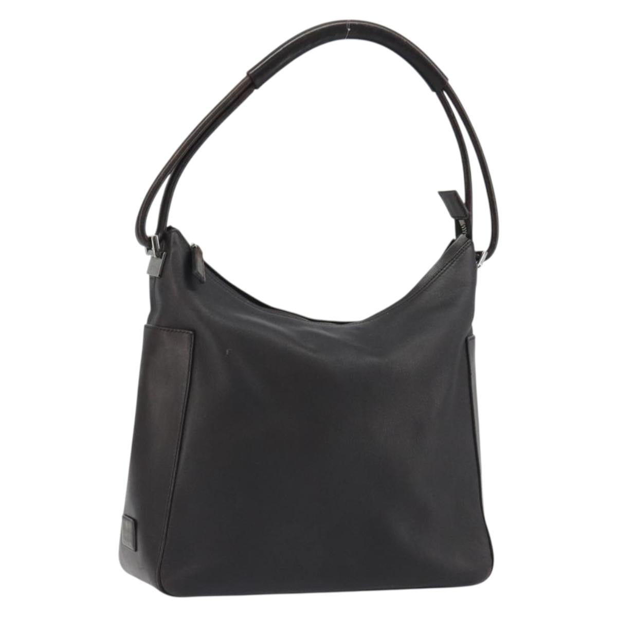 GUCCI Shoulder Bag Leather Brown Silver 001 3766 Auth 191334A