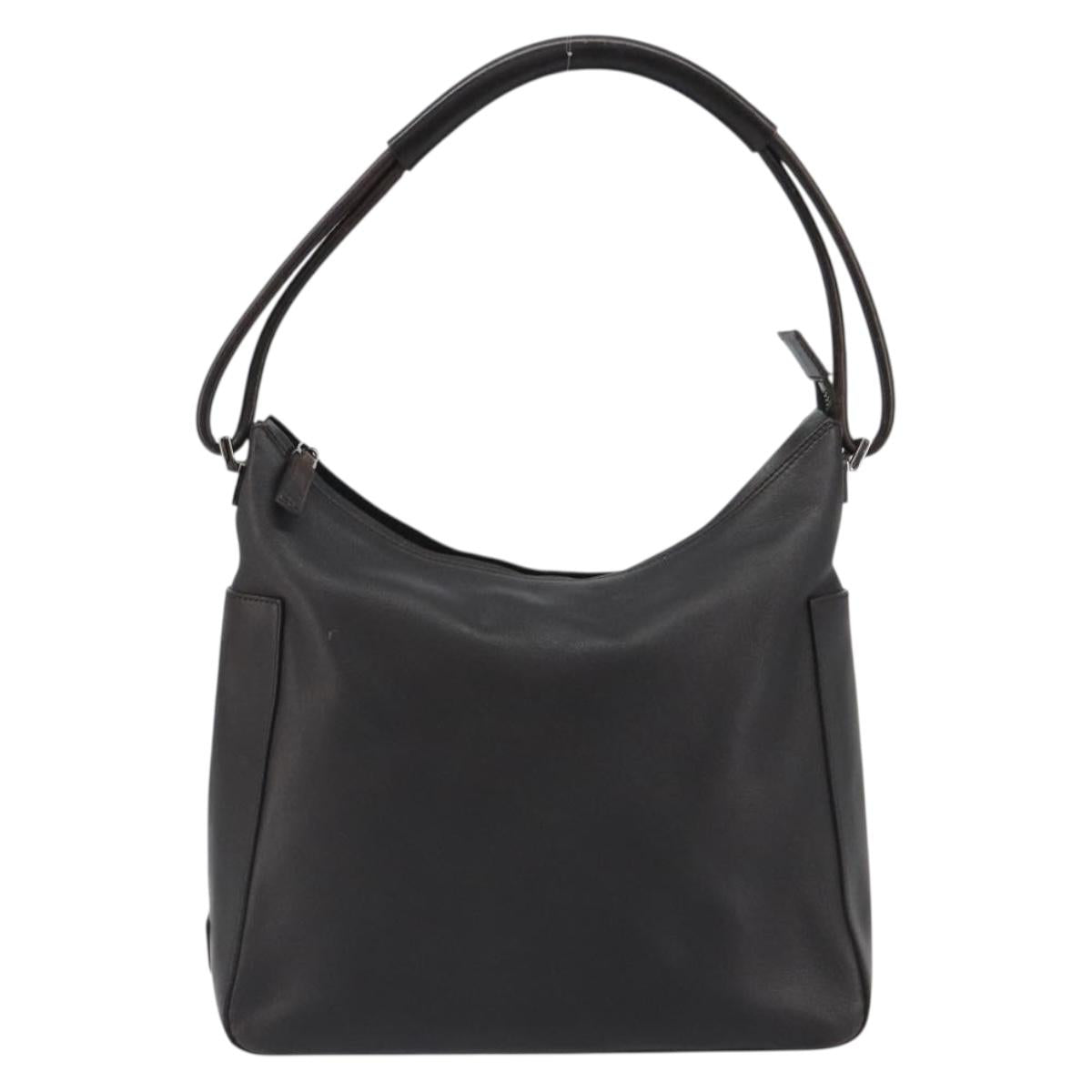 GUCCI Shoulder Bag Leather Brown Silver 001 3766 Auth 191334A