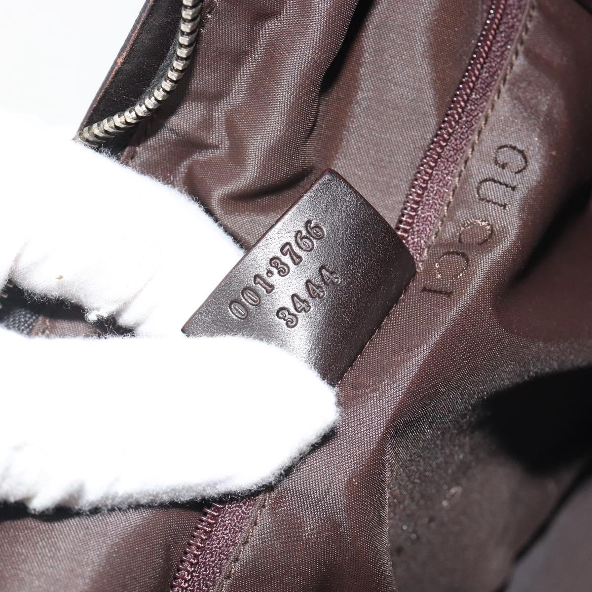 GUCCI Shoulder Bag Leather Brown Silver 001 3766 Auth 191334A