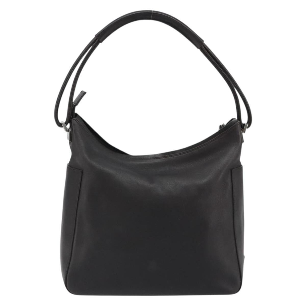 GUCCI Shoulder Bag Leather Brown Silver 001 3766 Auth 191334A