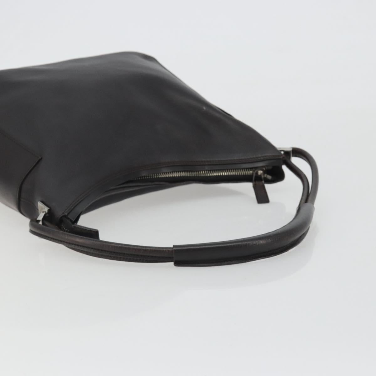 GUCCI Shoulder Bag Leather Brown Silver 001 3766 Auth 191334A