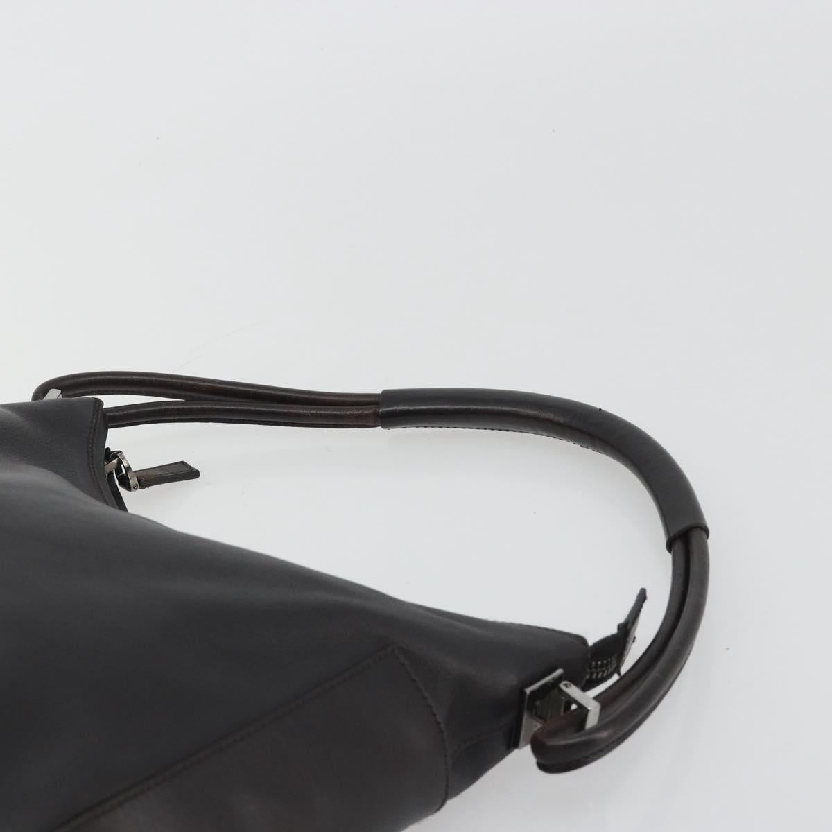 GUCCI Shoulder Bag Leather Brown Silver 001 3766 Auth 191334A