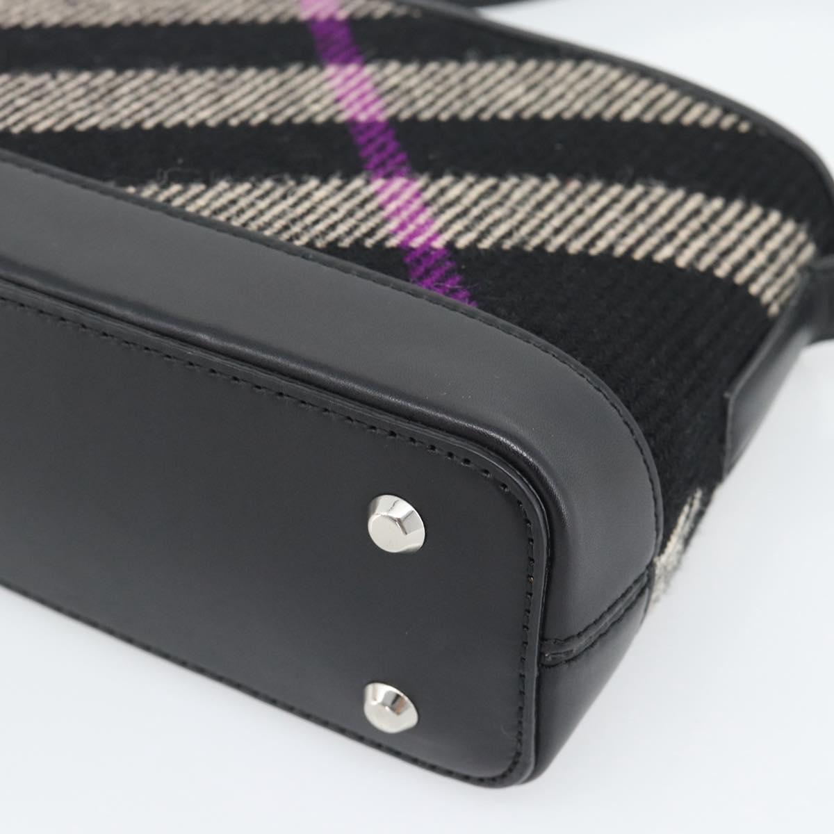 BURBERRY Nova Check Shoulder Bag Canvas Black Silver Auth 191335V