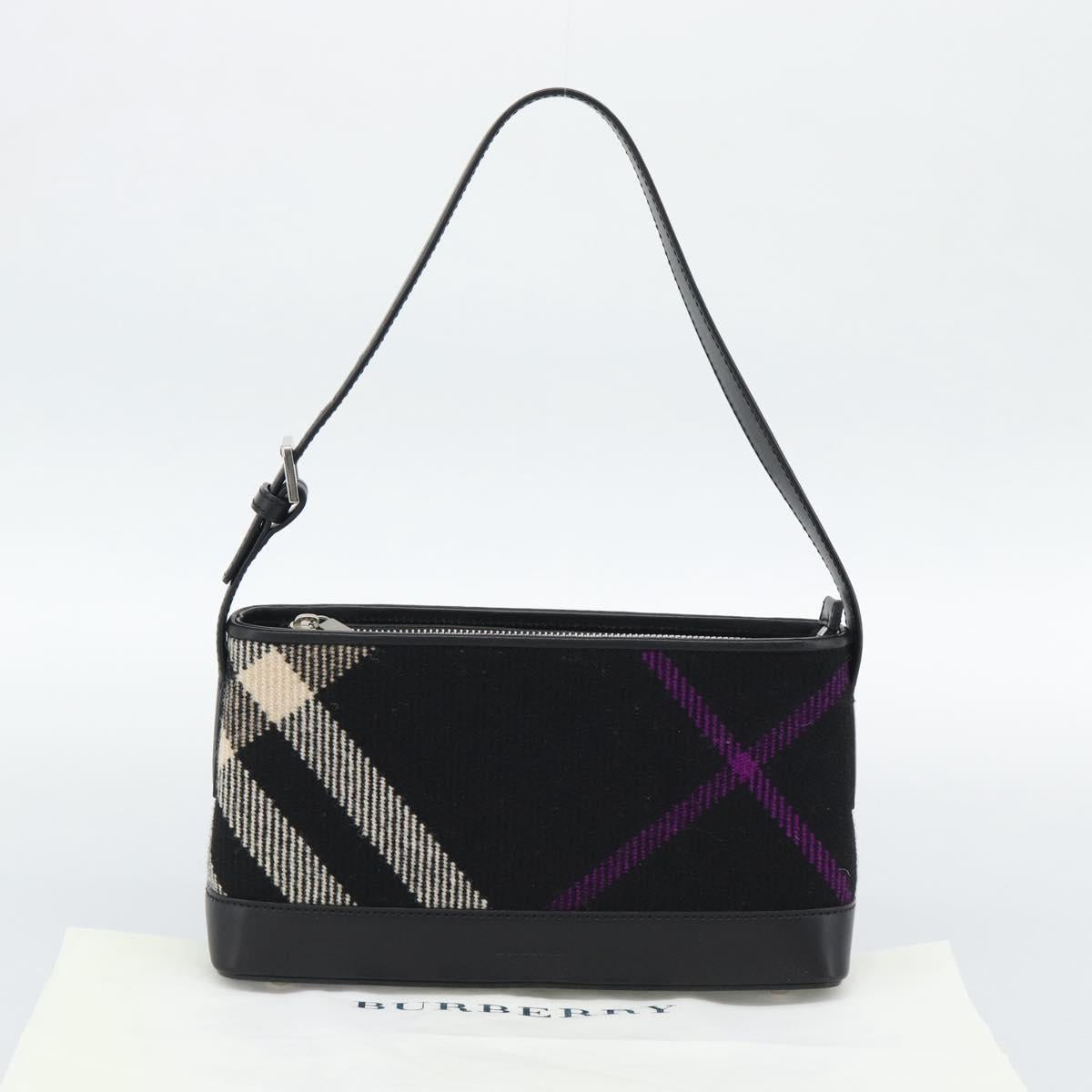 BURBERRY Nova Check Shoulder Bag Canvas Black Silver Auth 191335V