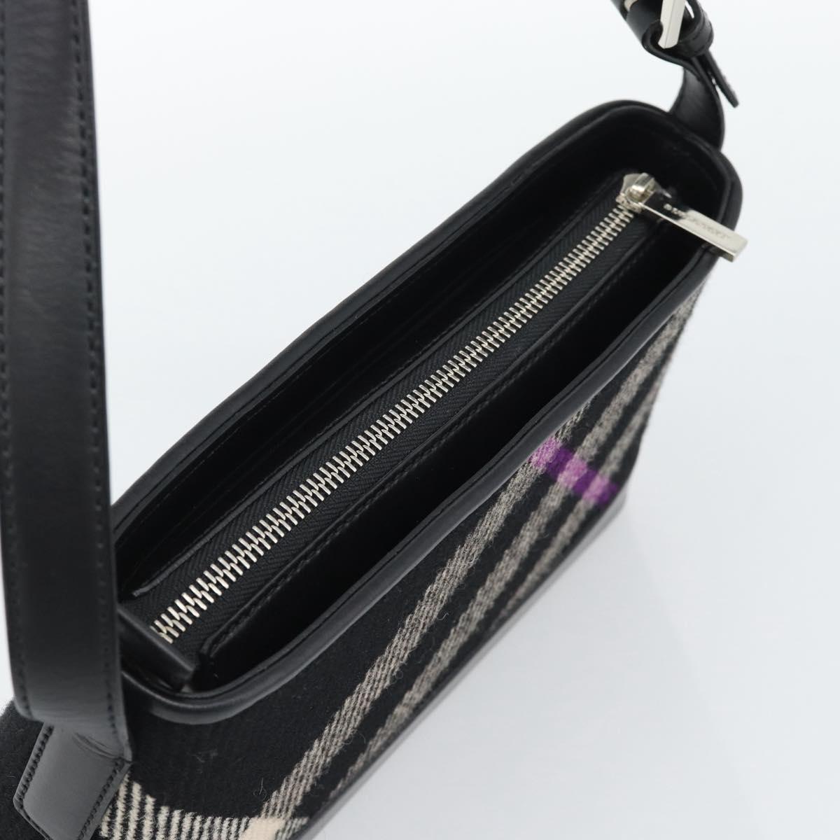 BURBERRY Nova Check Shoulder Bag Canvas Black Silver Auth 191335V