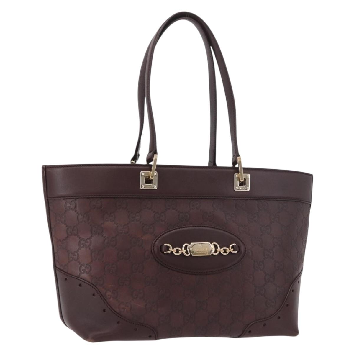 GUCCI GG Canvas Guccissima Tote Bag Leather Brown Gold 145993 Auth 191338V